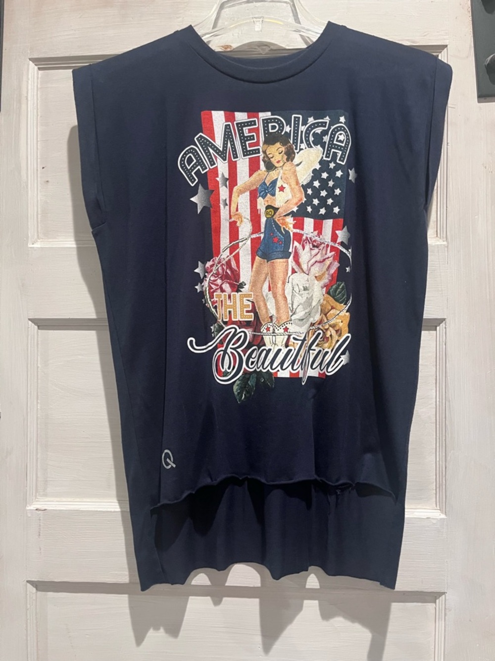 Rodeo Quincy Navy Graphic MuscleTop - America The Beautiful